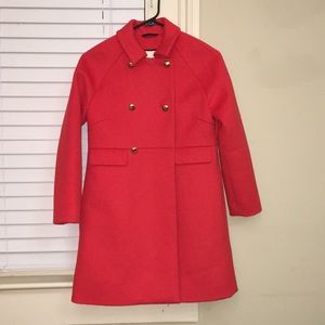100% wool coral colored pea coat crewcuts by jcrew